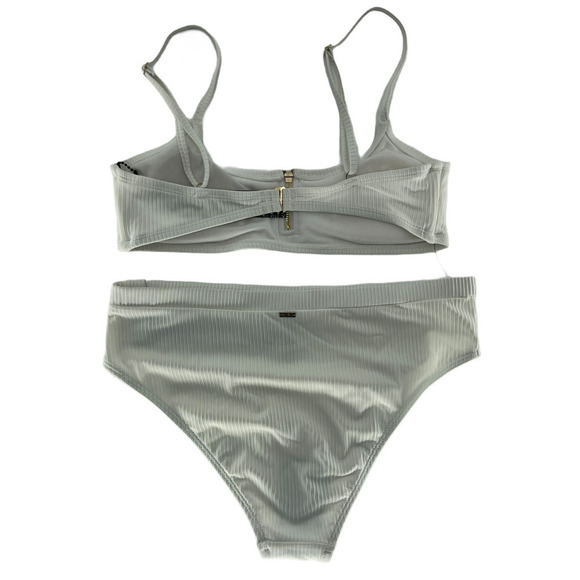 XOXO Womens White Ribbed Bikini Size S - Picture 5 of 7